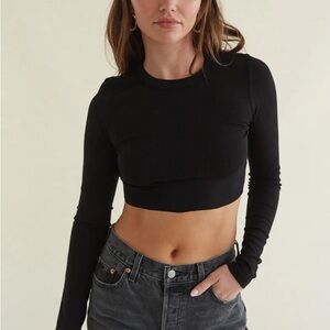 Garage Black Ribbed Crop Top